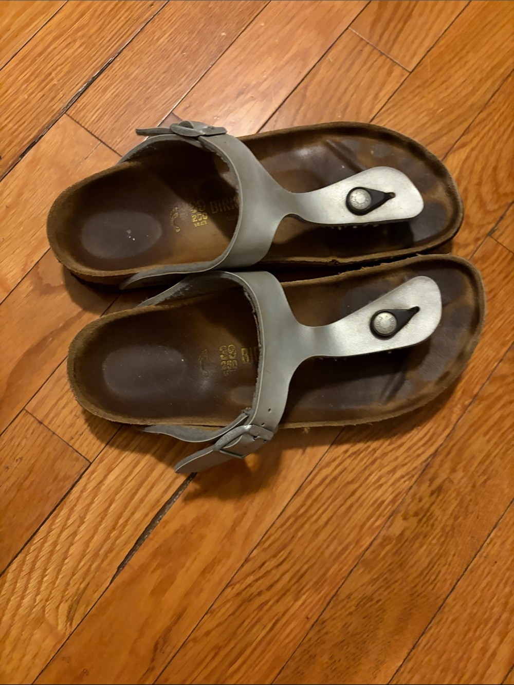 Birkenstock Kids Silver Gizeh Style Thong Sandals
